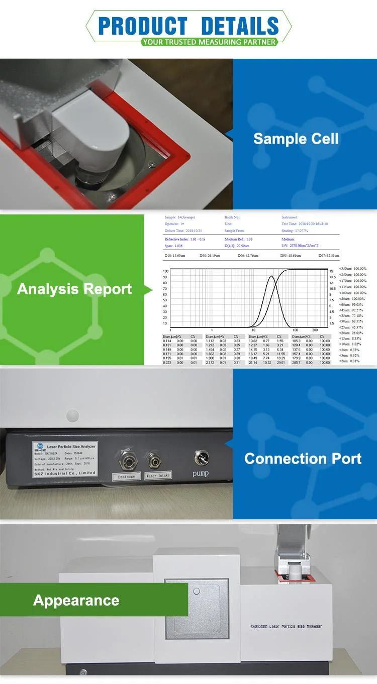 Skz1062A ISO13320 0.1-600um Wet Method Laser Diffraction Particle Size Analyzer Analysis Testing Machine