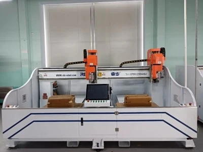 Rbt Double Head CNC Three-Dimensional Cutting Cutting Machine for Travel Bag/Trolly Bag Luggage, Suitcase Punching and Trimming